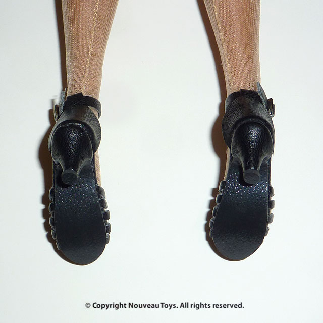 Nouveau Toys' 1/6 Black Open-Toe Strap Heel Pumps